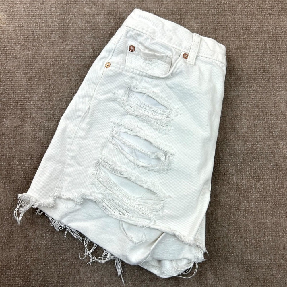 Free People We The Free Cut Off Shorts Womens 26 White‎ Button Fly Distressed